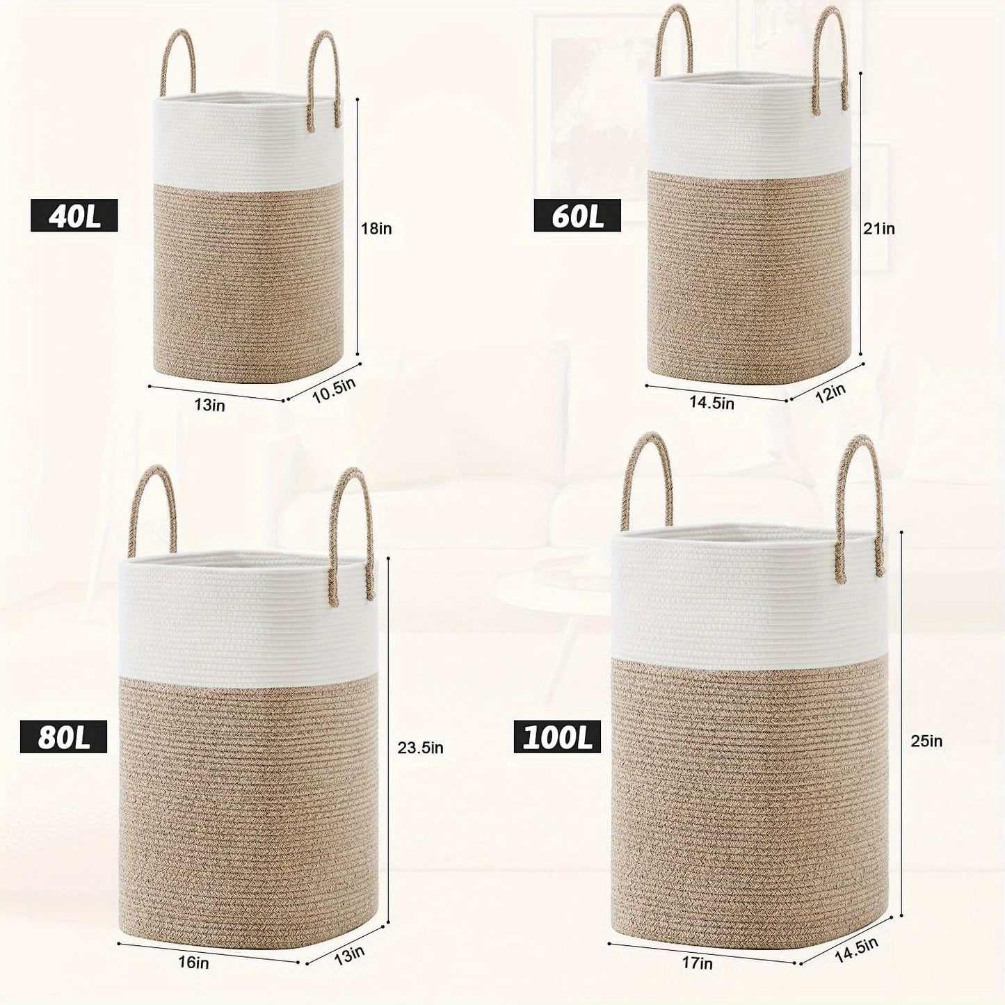 Panier à linge tissé extra grand - Grand espace, durable et pratique