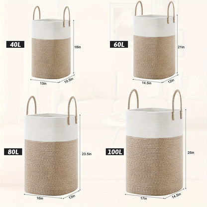 Panier à linge tissé extra grand - Grand espace, durable et pratique