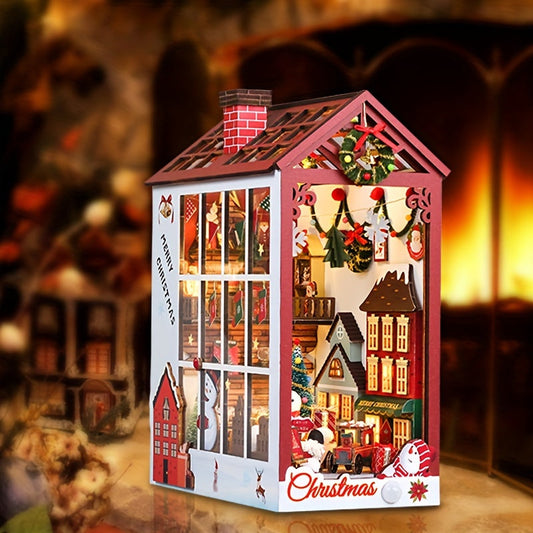 Maison miniature de Noël DIY – Kit de puzzle 3D pour décoration festive