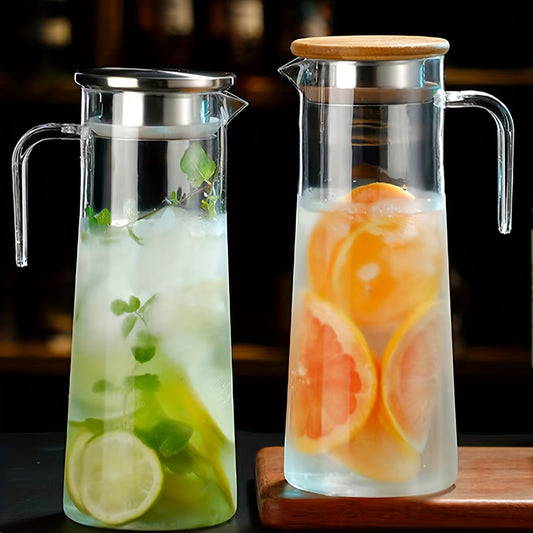Carafe en Verre avec Couvercle – Idéale pour Jus, Bubble Tea et Boissons Rafraîchissantes d’Été