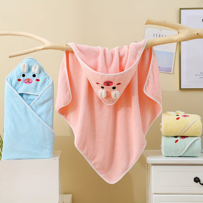 Serviette à capuche douce pour enfants avec motif animalier - Absorbante et confortable