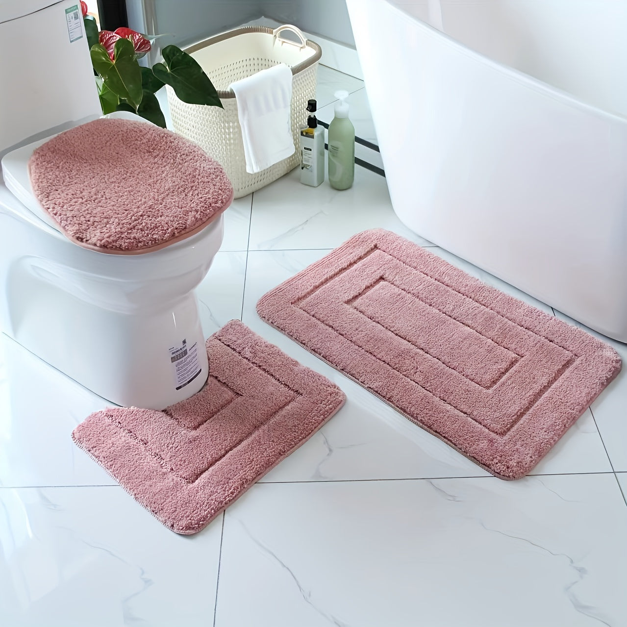 Set de Tapis de Salle de Bain en Microfibres Ultrafines 3 Pièces – Séchage Rapide et Absorbant