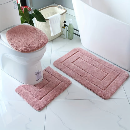 Set de Tapis de Salle de Bain en Microfibres Ultrafines 3 Pièces – Séchage Rapide et Absorbant