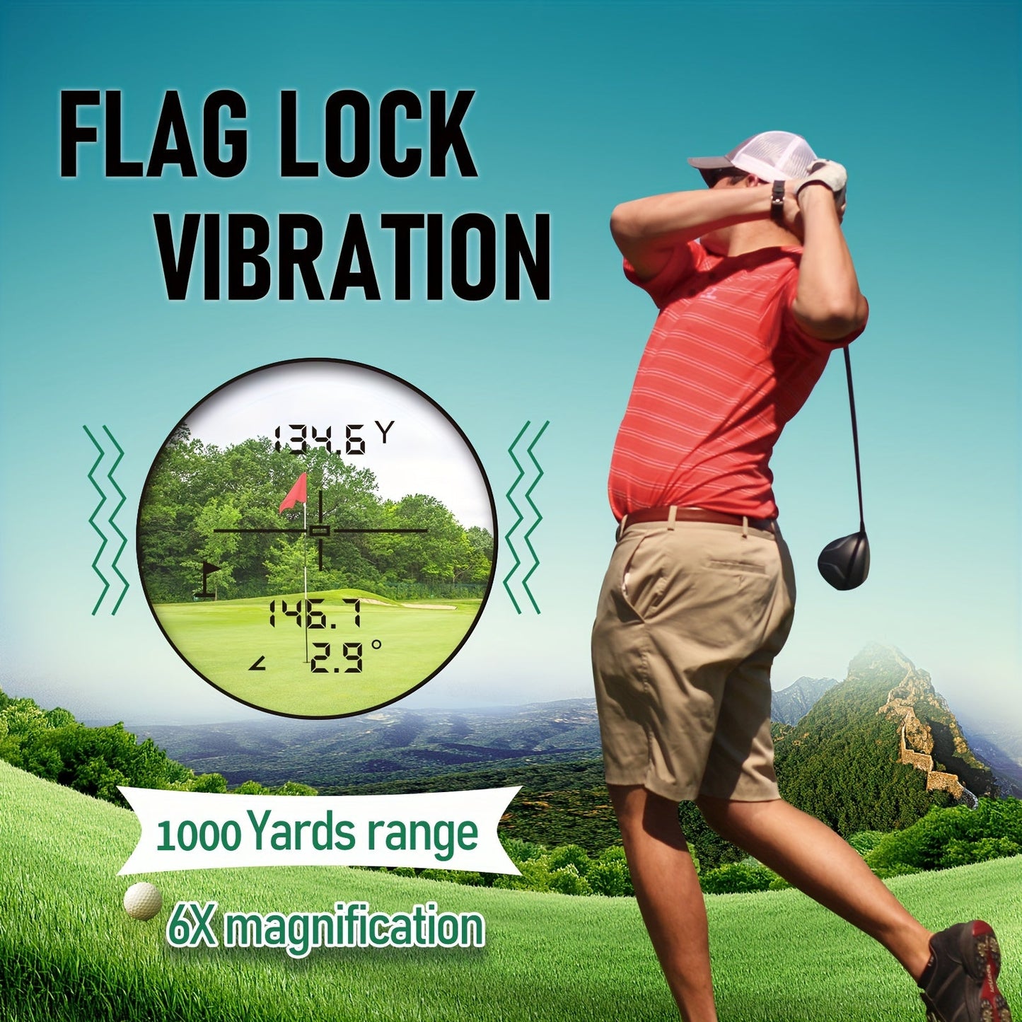 Télémètre de golf avancé – Mesures précises avec compensation de pente et retour par vibration