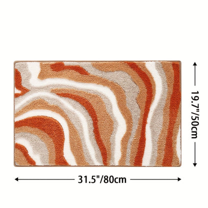 Tapis de Salle de Bain Géométrique – Absorbant et Doux avec Dessous Antidérapant