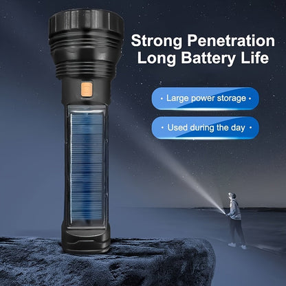 Lampe de poche LED SolarBeam – Rechargeable avec panneau solaire et USB