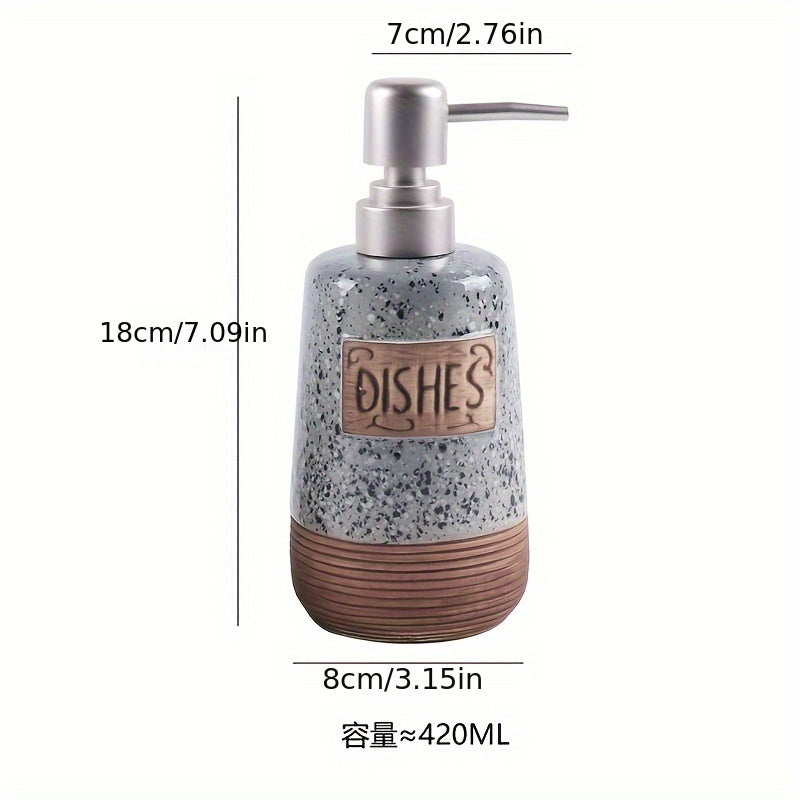 Distributeur de Savon en Céramique Vintage – 420 ml pour Cuisine ou Salle de Bain