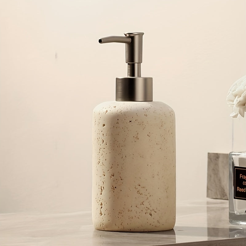 Distributeur de Savon en Résine Marbrée – Élégant Distributeur avec Pompe en Acier Inoxydable pour Salle de Bain ou Cuisine