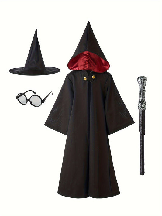 Costume de Magicien Harry Potter pour Enfants – Complet avec Chapeau, Baguette et Lunettes