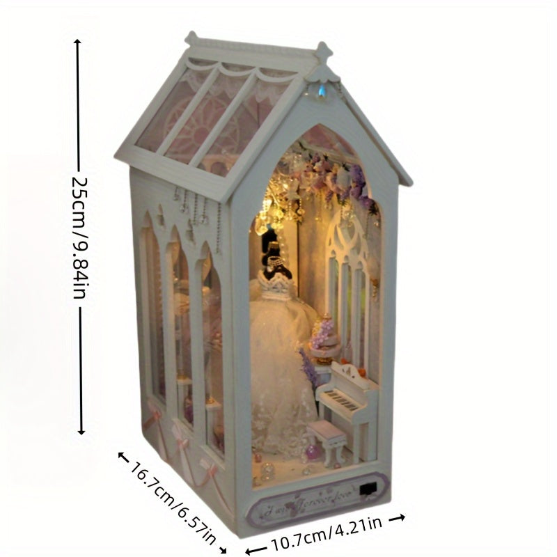 Maison de poupée robe de mariée DIY – Kit de construction 3D avec éclairage et meubles décoratifs