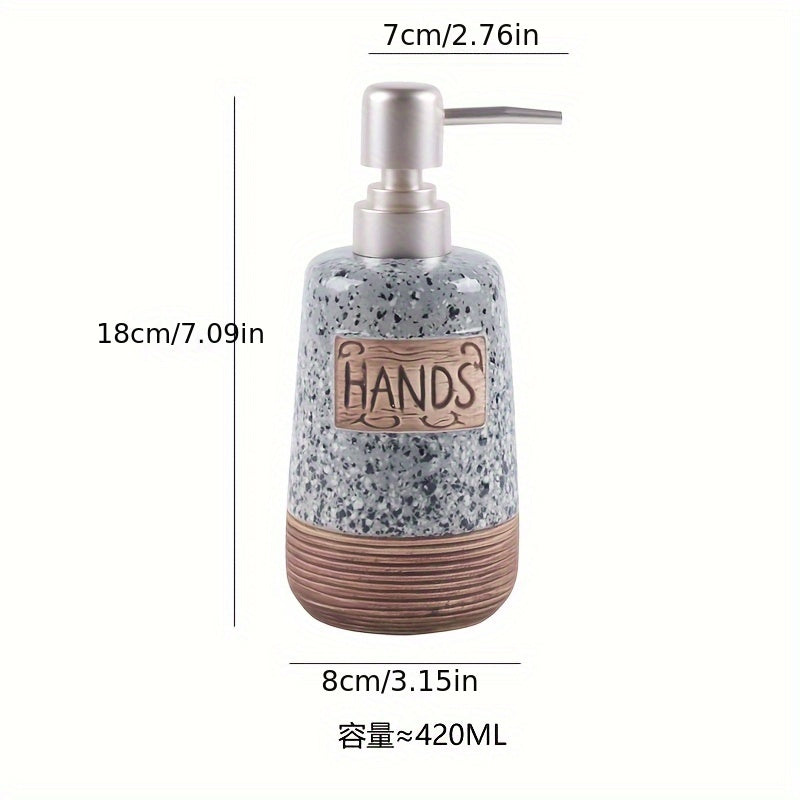 Distributeur de Savon en Céramique Vintage – 420 ml pour Cuisine ou Salle de Bain