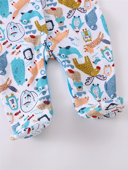 Set de 3 Bodys Bébé avec Imprimés Animaux – Manches Longues pour Activités en Plein Air