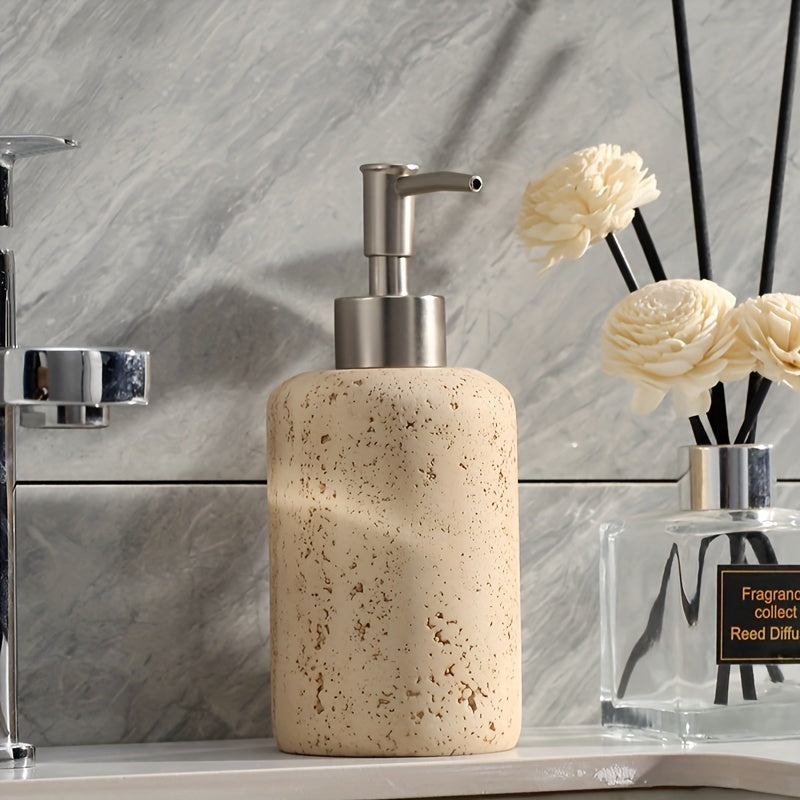 Distributeur de Savon en Résine Marbrée – Élégant Distributeur avec Pompe en Acier Inoxydable pour Salle de Bain ou Cuisine