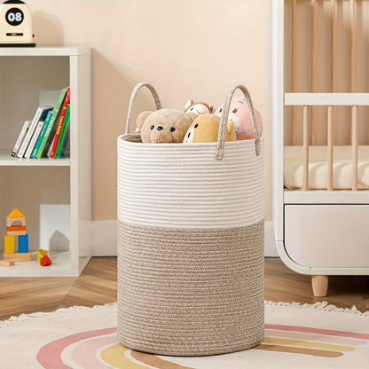 Panier à linge bicolore élégant - Grand volume, pratique et durable