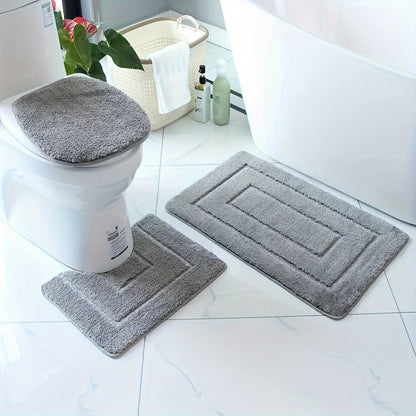 Set de Tapis de Salle de Bain en Microfibres Ultrafines 3 Pièces – Séchage Rapide et Absorbant