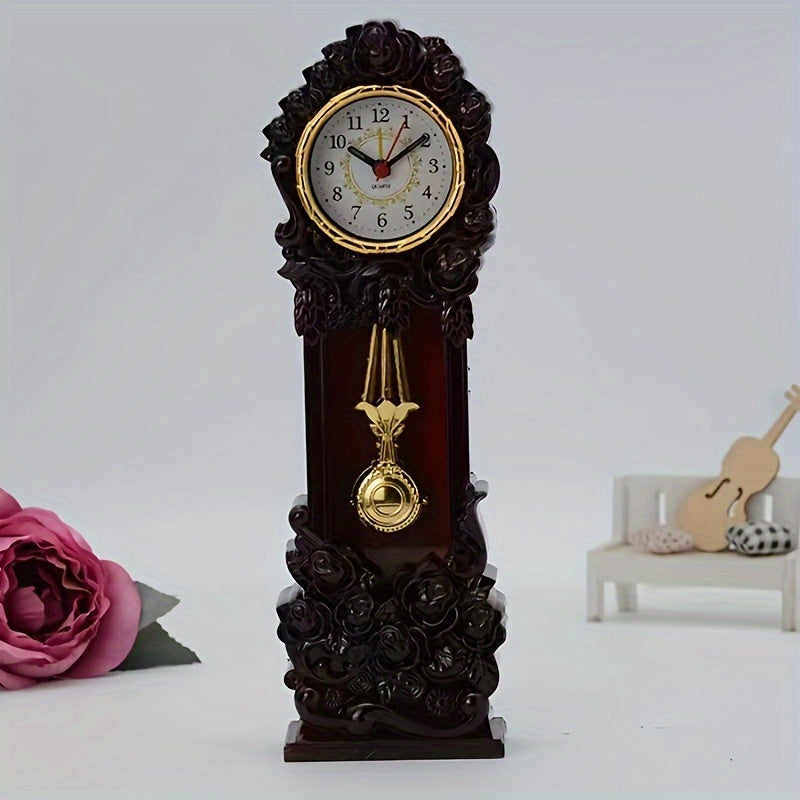 Horloge vintage élégant à pendule florale – Décoration d’ambiance pour votre salon ou bureau