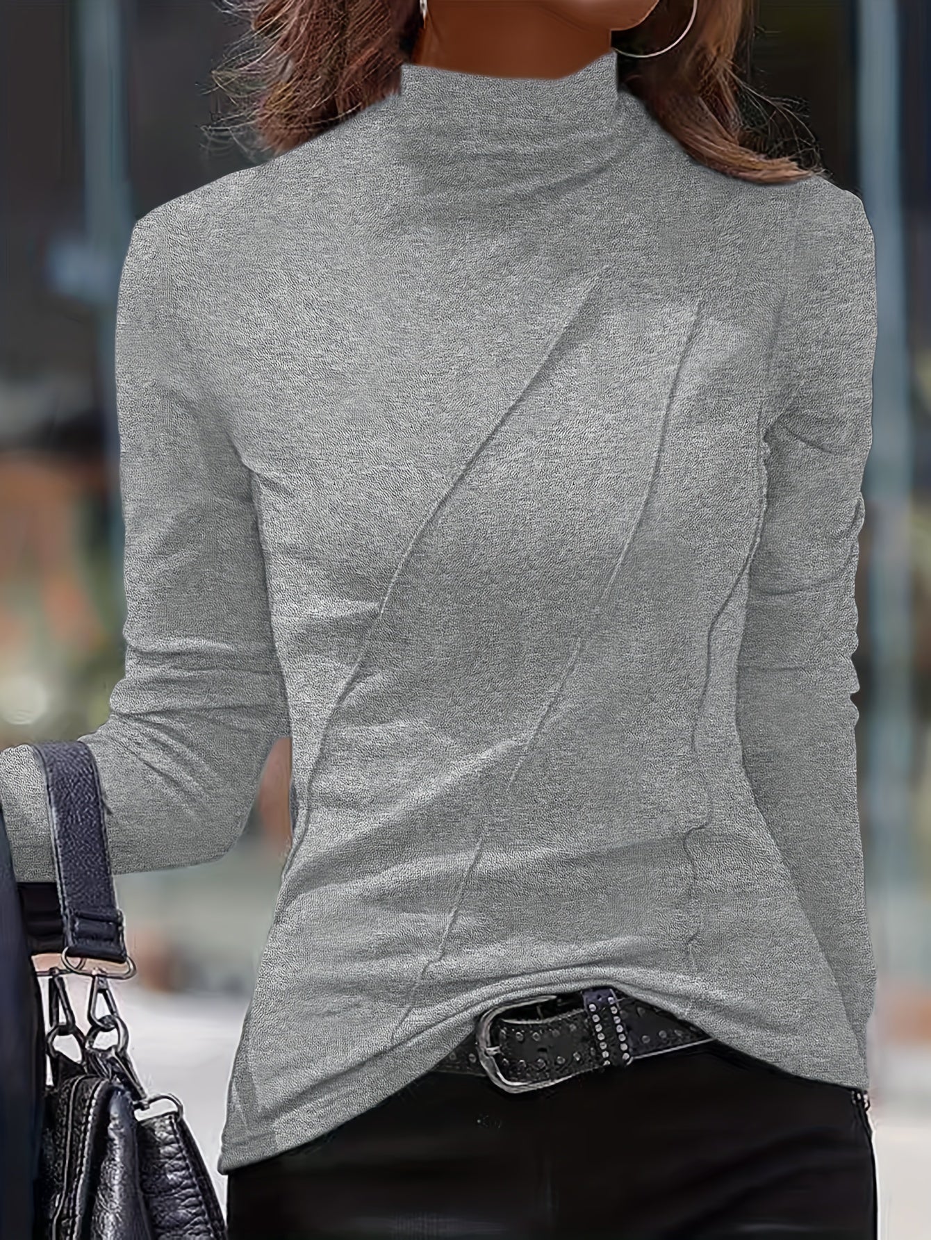 T-shirt Géométrique à Col Montant – Choix Élégant et Confortable pour Tous les Jours