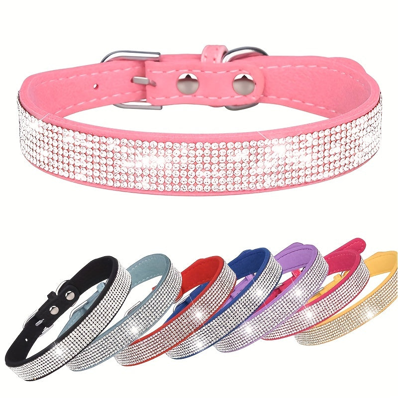 Collier pour chien en cuir réglable avec strass – Solide et durable