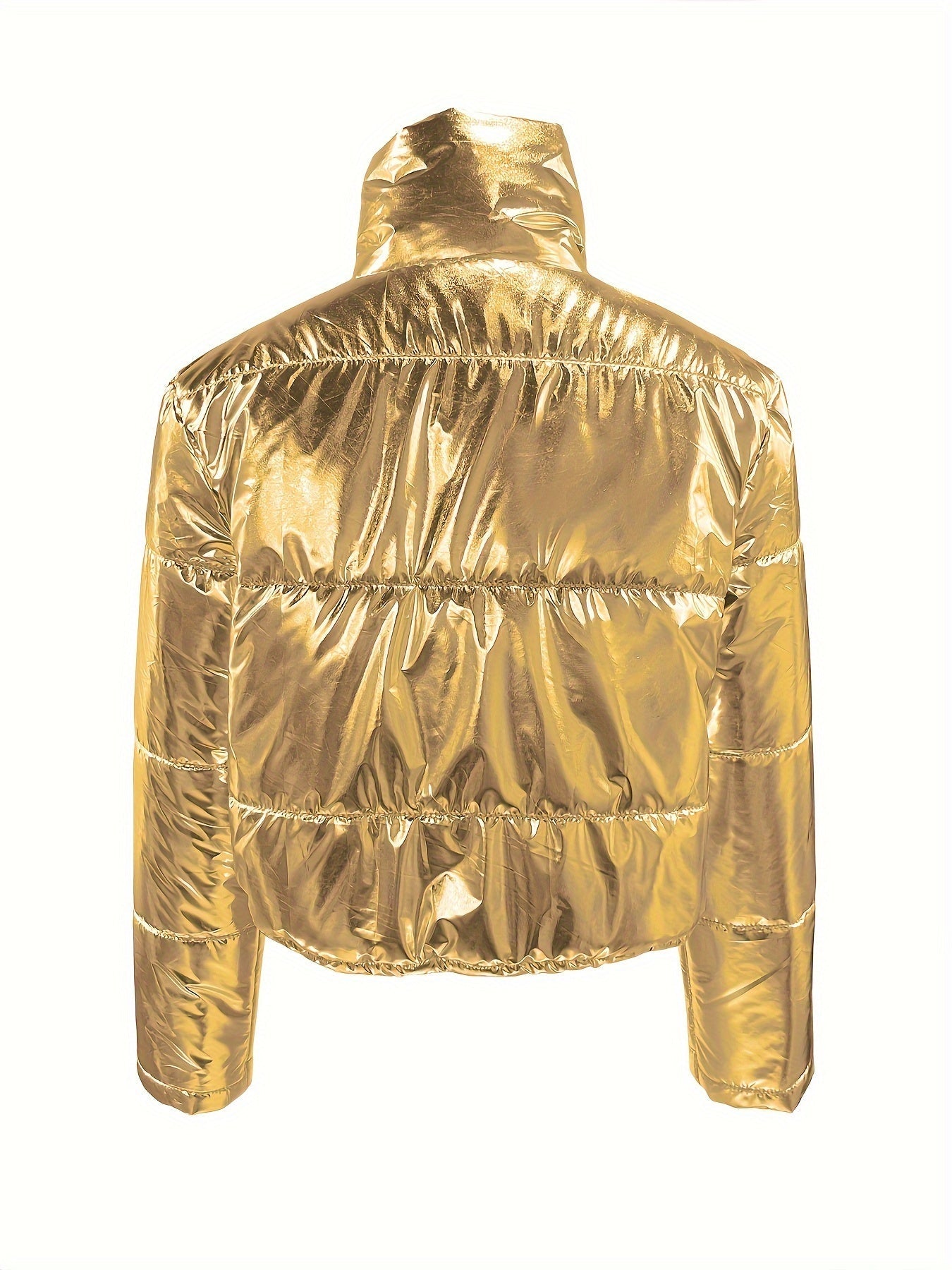 Veste courte brillante à fermeture éclair - Manteau d’hiver chaud et stylé pour femme