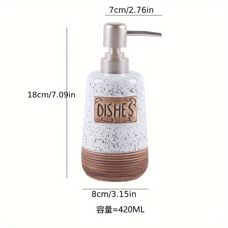 Distributeur de Savon en Céramique Vintage – 420 ml pour Cuisine ou Salle de Bain