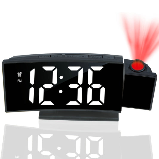 Réveil projecteur digital – Affichage LED et fonction snooze avec luminosité réglable