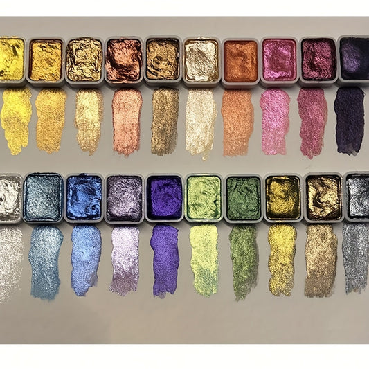 Set de Peinture Aquarelle Pearl – 20 Couleurs Solides pour Peinture et Calligraphie