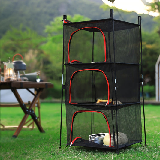 Étagère de camping à 3 niveaux – Durable, compacte et pratique pour le camping et les activités extérieures