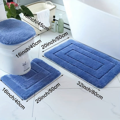 Set de Tapis de Salle de Bain en Microfibres Ultrafines 3 Pièces – Séchage Rapide et Absorbant