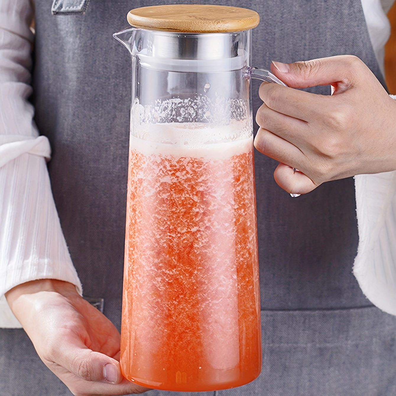 Carafe en Verre avec Couvercle – Idéale pour Jus, Bubble Tea et Boissons Rafraîchissantes d’Été