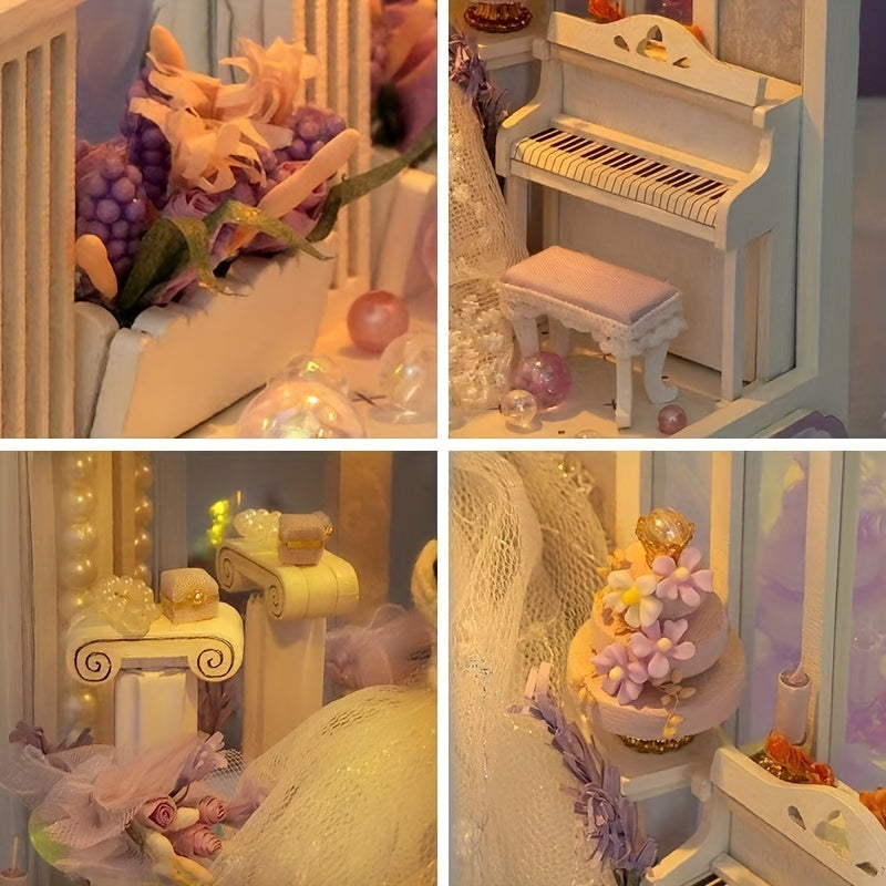 Maison de poupée robe de mariée DIY – Kit de construction 3D avec éclairage et meubles décoratifs