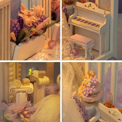 Maison de poupée robe de mariée DIY – Kit de construction 3D avec éclairage et meubles décoratifs