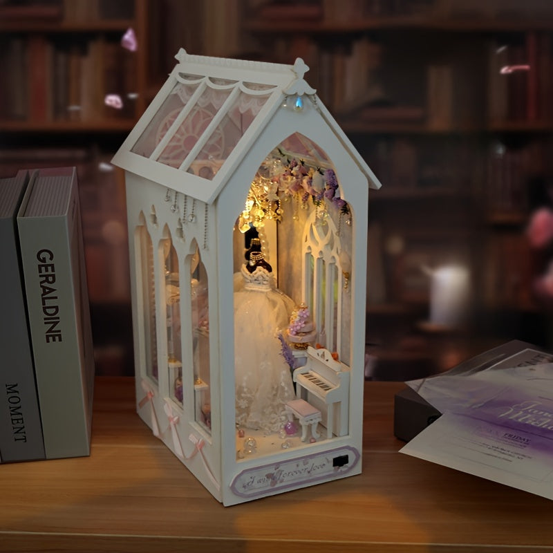Maison de poupée robe de mariée DIY – Kit de construction 3D avec éclairage et meubles décoratifs