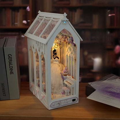 Maison de poupée robe de mariée DIY – Kit de construction 3D avec éclairage et meubles décoratifs