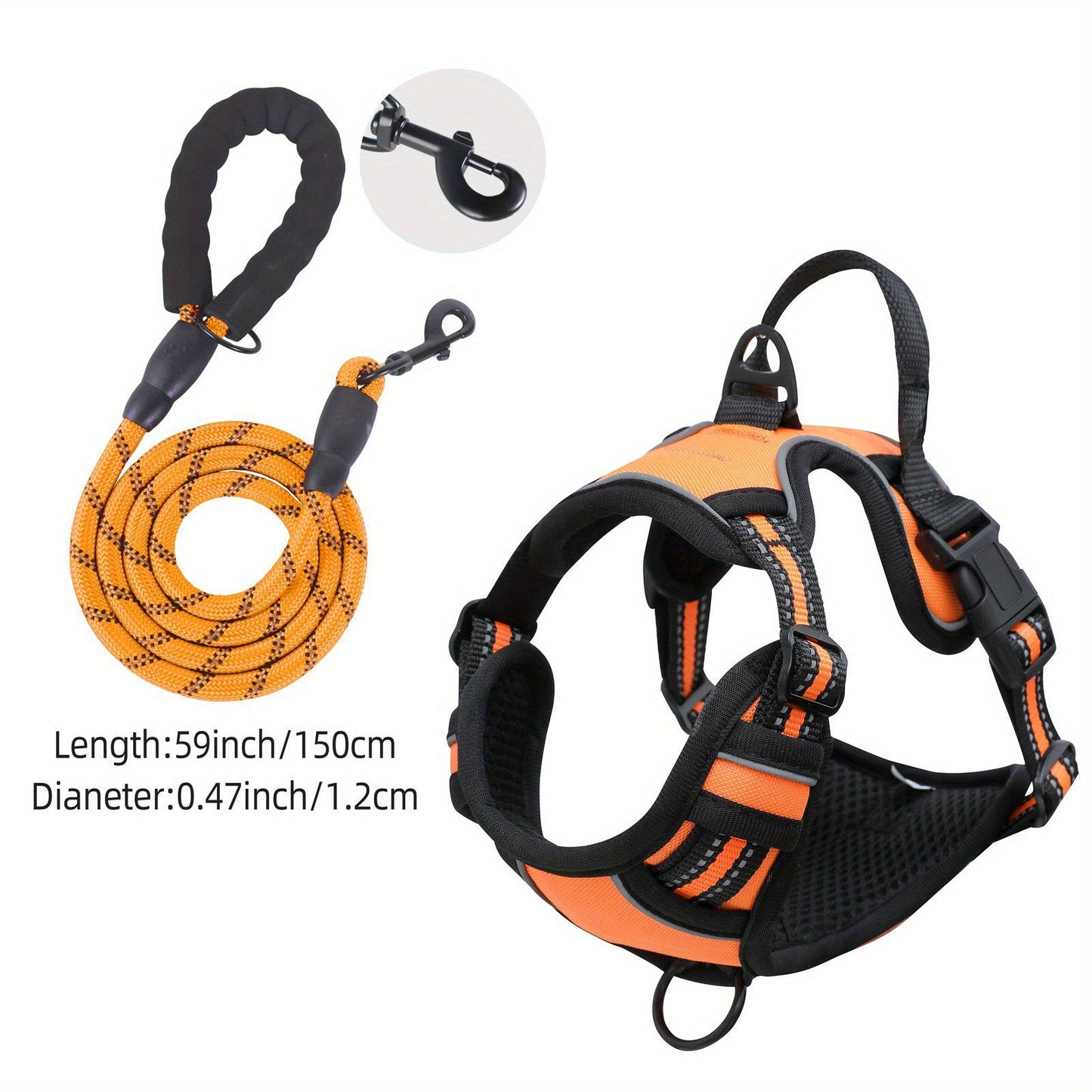 Harnais réfléchissant pour chien avec ensemble laisse – Réglable et sécuritaire pour promenades et entraînement