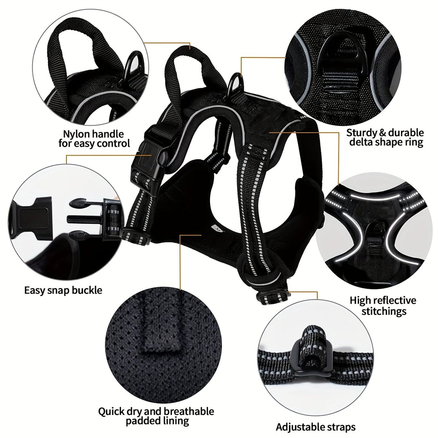 Harnais réfléchissant pour chien avec ensemble laisse – Réglable et sécuritaire pour promenades et entraînement