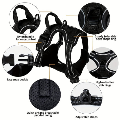 Harnais réfléchissant pour chien avec ensemble laisse – Réglable et sécuritaire pour promenades et entraînement