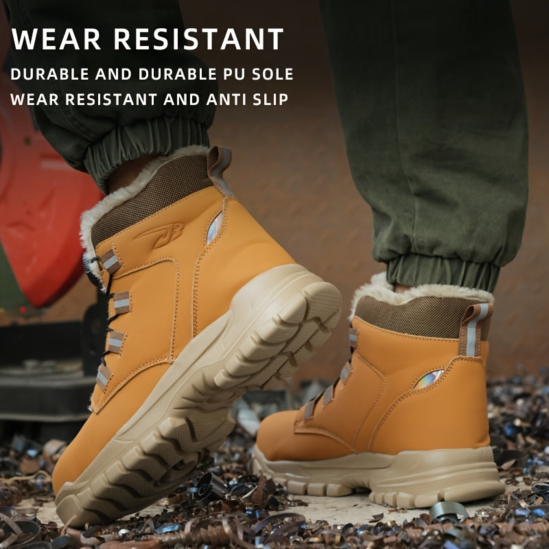 Bottes de sécurité pour hommes avec embouts en acier et doublure en polaire – Résistantes à l’usure et perforation