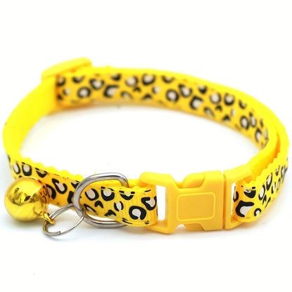 Set de 6 colliers pour chat imprimé léopard – Réglables et sécurisés avec clochette