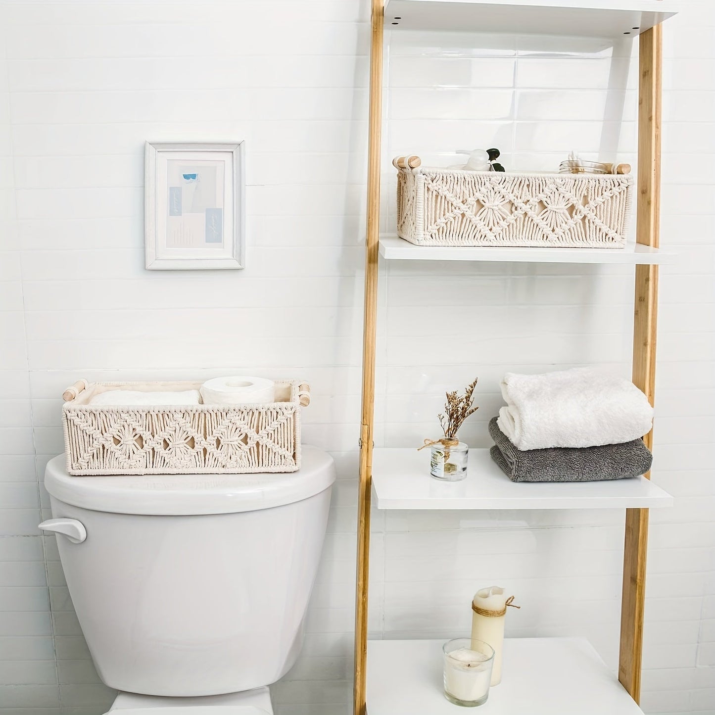 Set de 2 Paniers de Rangement Macramé Faits Main – Style Boho Chic pour un Rangement Élégant