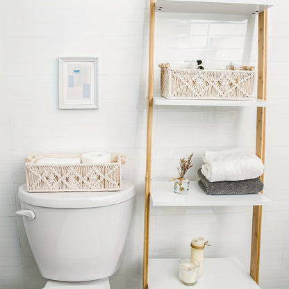 Set de 2 Paniers de Rangement Macramé Faits Main – Style Boho Chic pour un Rangement Élégant