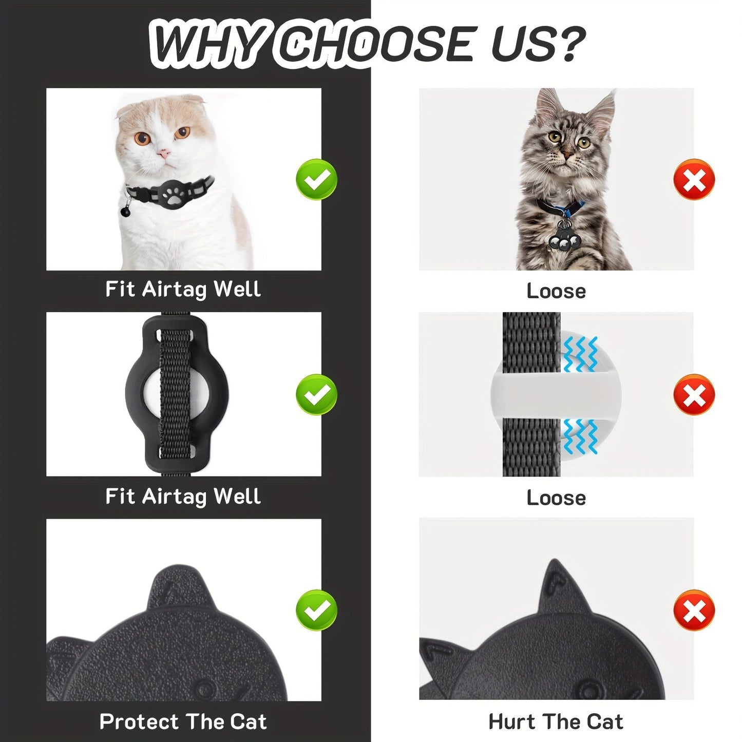 Collier pour chat avec boucle de sécurité et clochette – Réglable pour chats de différentes tailles