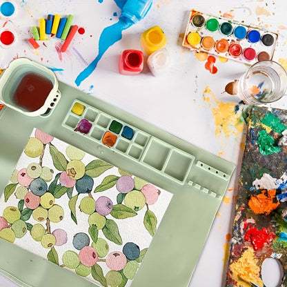 Tapis de peinture en silicone avec palette et porte-pinceaux – Durable et flexible