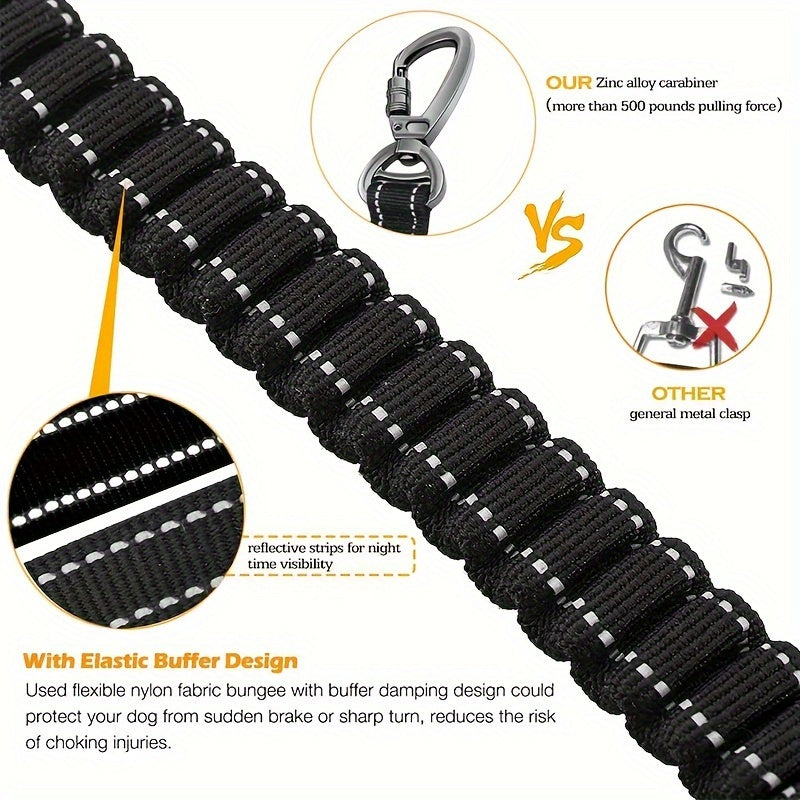Laisse bungee réglable pour chien – Amortissante et réfléchissante pour grands chiens