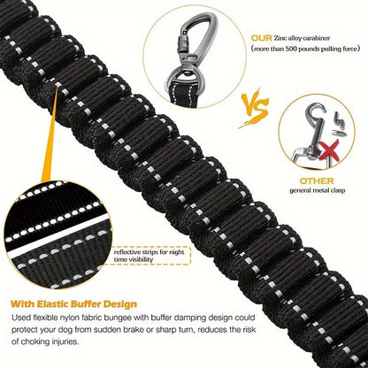 Laisse bungee réglable pour chien – Amortissante et réfléchissante pour grands chiens