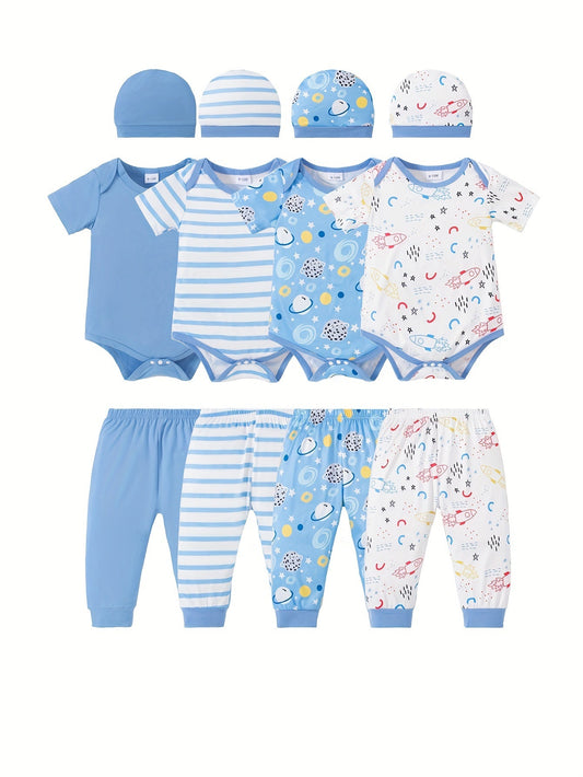Ensemble Bébé Aventure Spatiale – Body, Pantalon et Bonnets