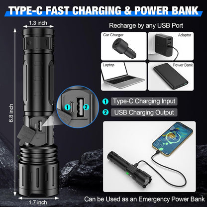 Lampe de poche UltraBright - Puissante et rechargeable