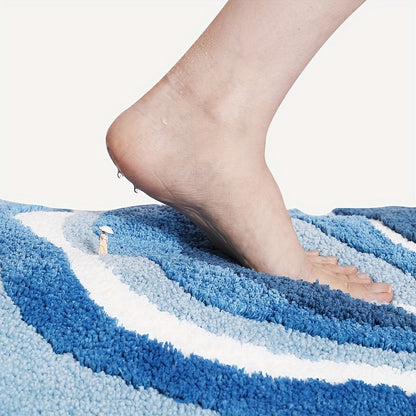 Tapis de Salle de Bain Géométrique – Absorbant et Doux avec Dessous Antidérapant