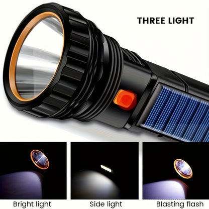 Lampe de poche LED SolarBeam – Rechargeable avec panneau solaire et USB