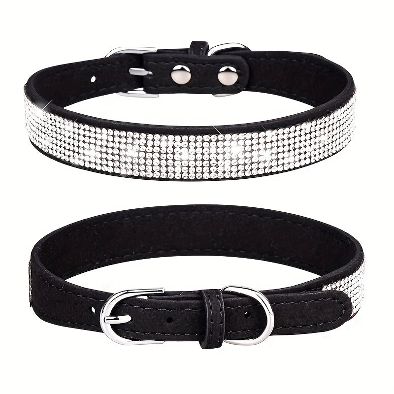 Collier pour chien en cuir réglable avec strass – Solide et durable