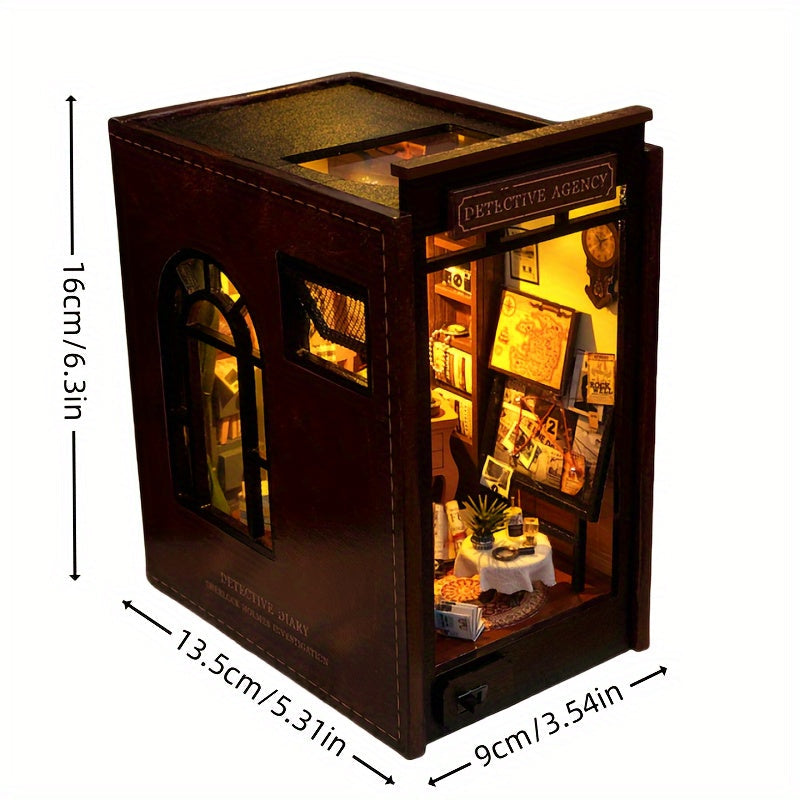 Agence de détective maison miniature DIY – Puzzle 3D avec éclairage pour hobbyistes créatifs